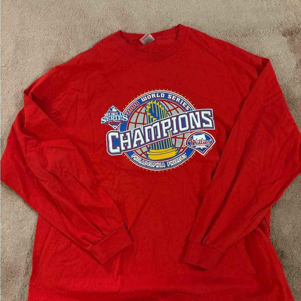 AAA Philadelphia Phillies 2008 World Series Champions‎ Red Long Sleeve Shirt 2XL
